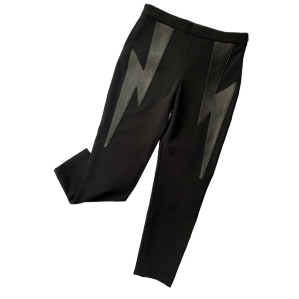 Neil Barrett‎ Black Lightning Bolt Moto Leggings Size 42